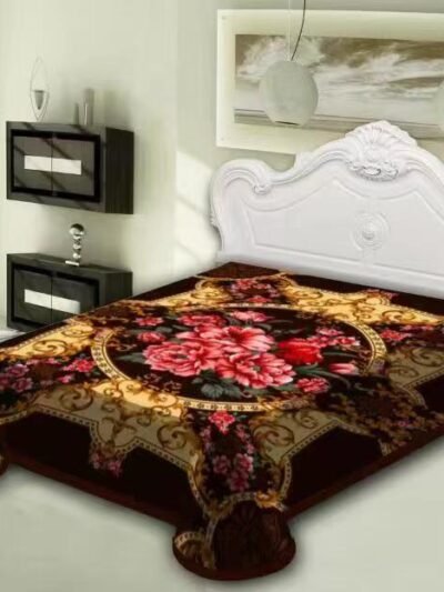 Brown & Gold Floral Mink Blanket