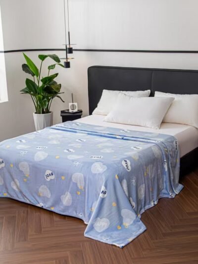 Happy Hearts & Clouds Lightweight Fleece Throw