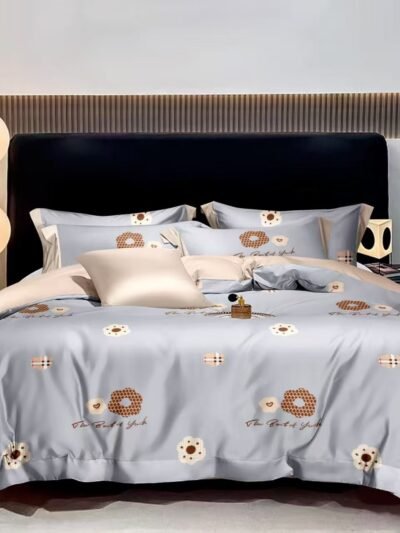 Cool Grey Donut Pattern Microfiber Throw/Duvet Cover