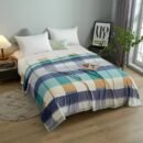 Contemporary Plaid Lightweight Fleece Throw - Teal & Rust